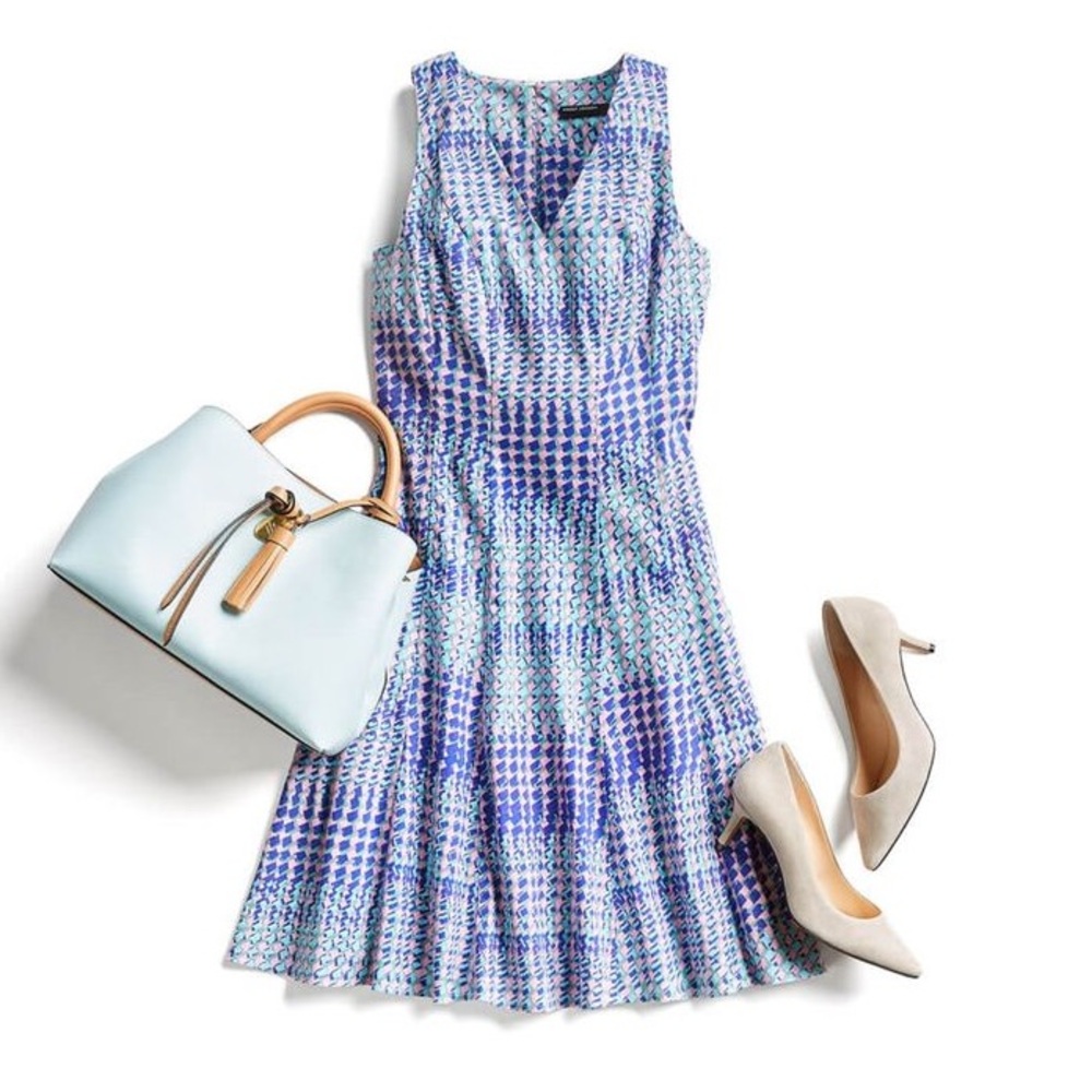 Maggy London Sleeveless Lined Geometric Retro Fit & Flare Dress Size 2P Petite
